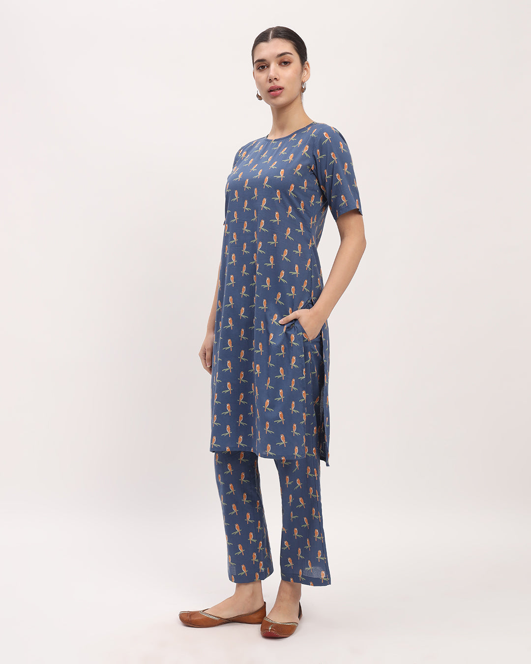 Parrot Island Round Neck Printed Co-ord Set