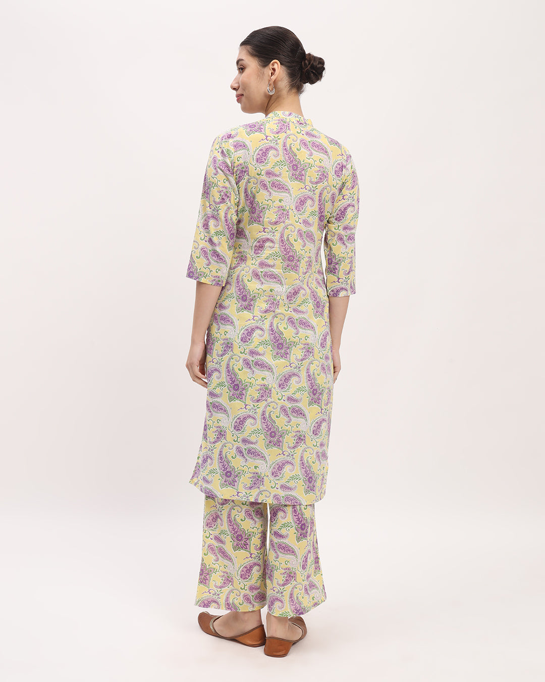 Combo: Lavender Paisley & Pink Chic Lines High-Low Printed Kurta (Without Bottoms)