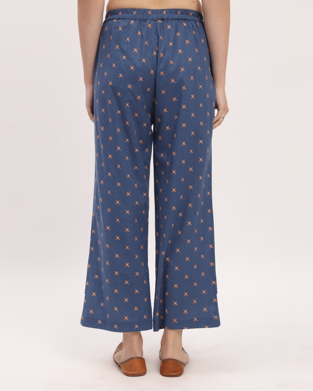 Blue Starry Tropical Printed Wide Pants