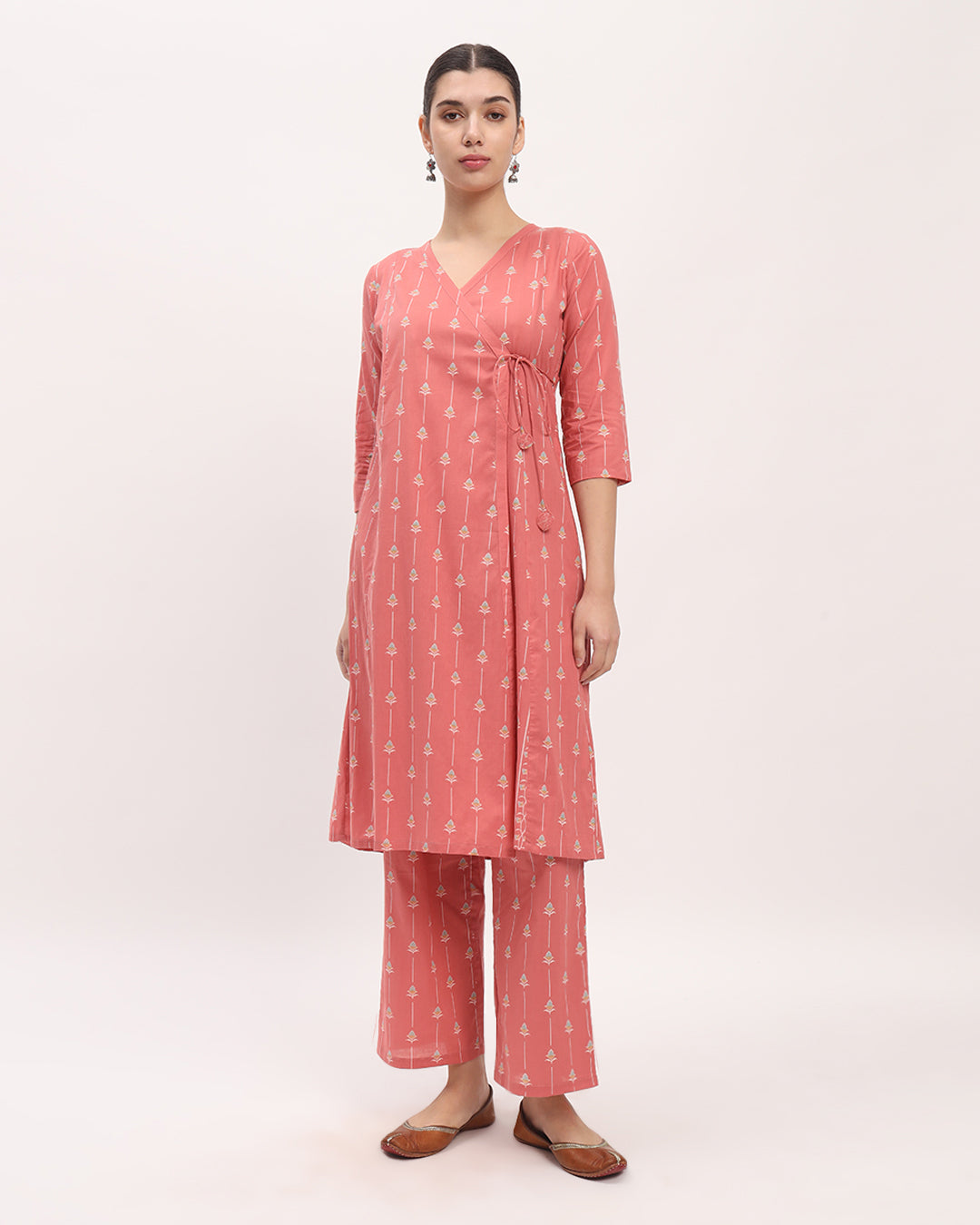 Combo: English Floral Garden & Blue Starry Tropical Angrakha Printed Kurta (Without Bottoms)