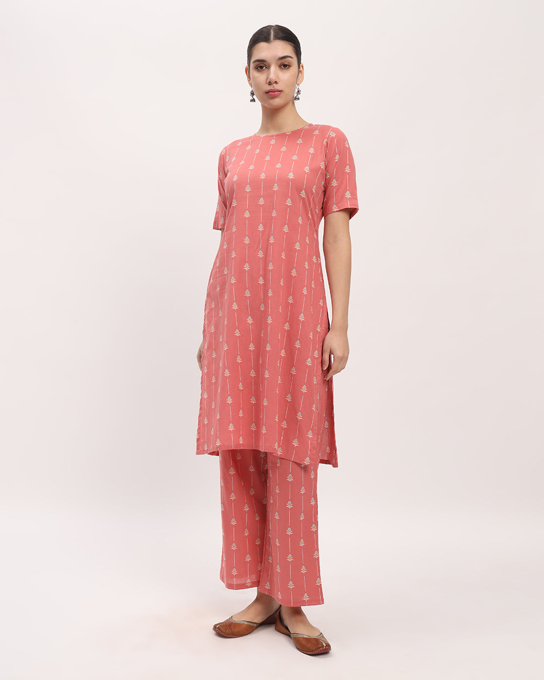 Combo: English Floral Track & Maple Leaf Round Neck Printed Kurta (Without Bottoms)