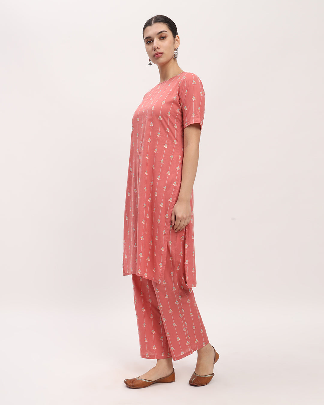 Combo: English Floral Track & Maple Leaf Round Neck Printed Kurta (Without Bottoms)
