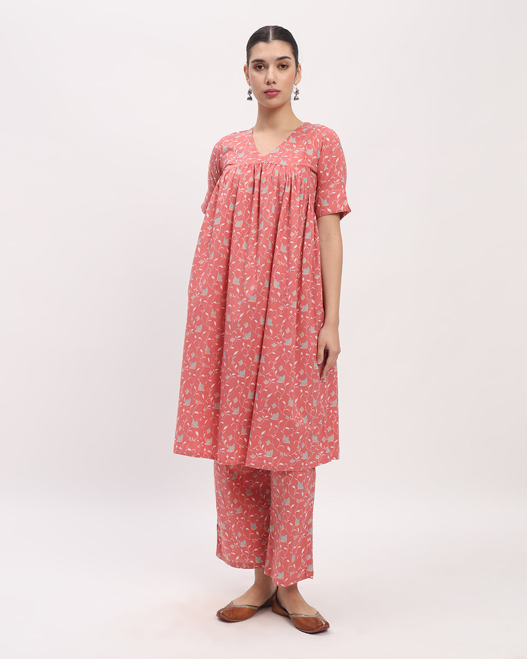 Combo: Nutshell & English Floral Gathered Printed Kurta (Without Bottoms)