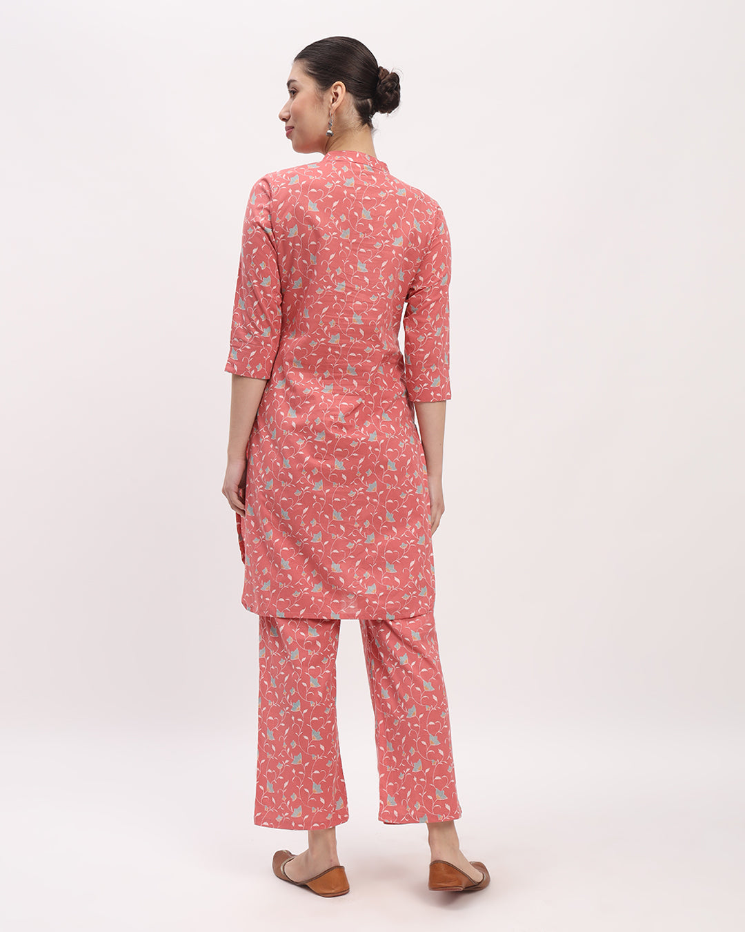 Combo: English Floral Garden & Maple Leaf Band Collar Neck Printed Kurta (Without Bottoms)