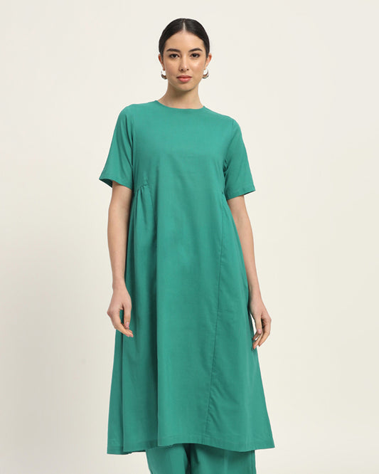 Green Gleam Flare Elegance Kurta (Without Bottoms)