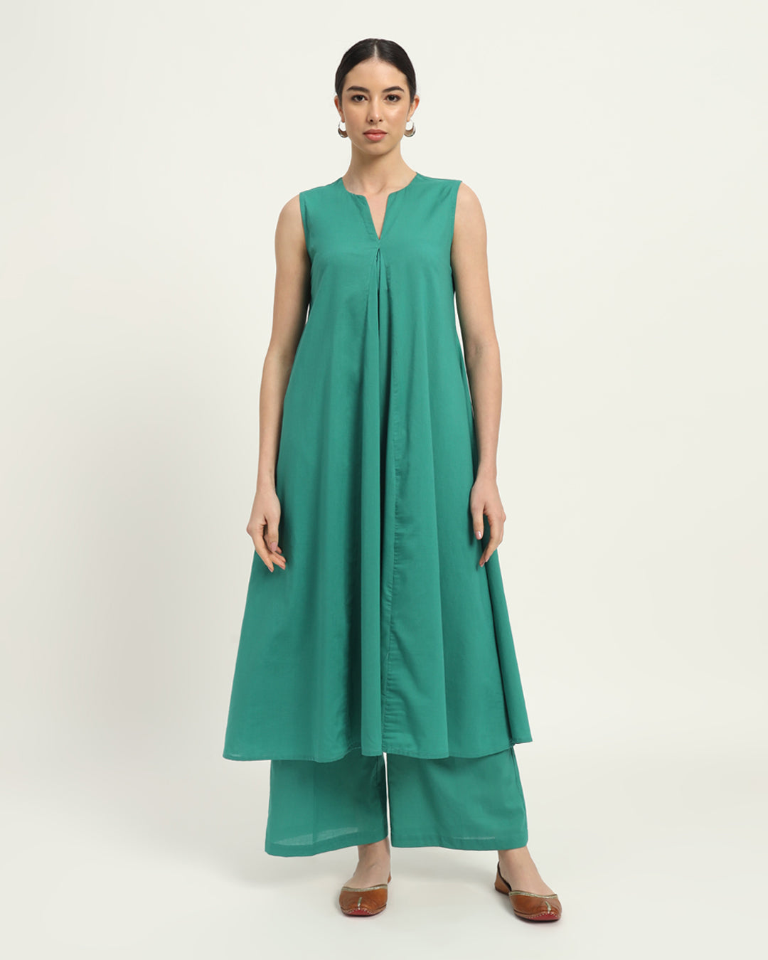 Green Gleam Graceful Grove Solid Co-ord Set