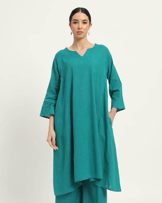 Green Gleam Royal Resonance Kalidar Solid Kurta (Without Bottoms)