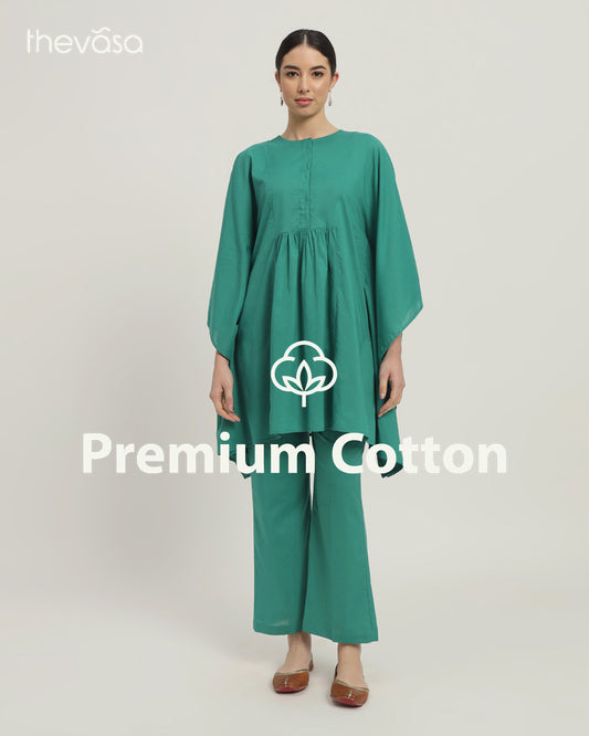 Green Gleam Kaftan Karess Solid Co-ord Set