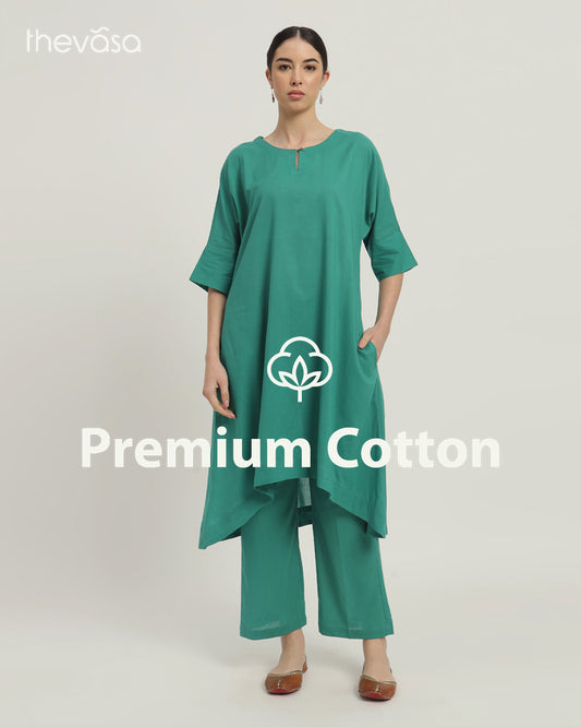 Green Gleam Flare & Flow Boat Neck Solid Co-ord Set