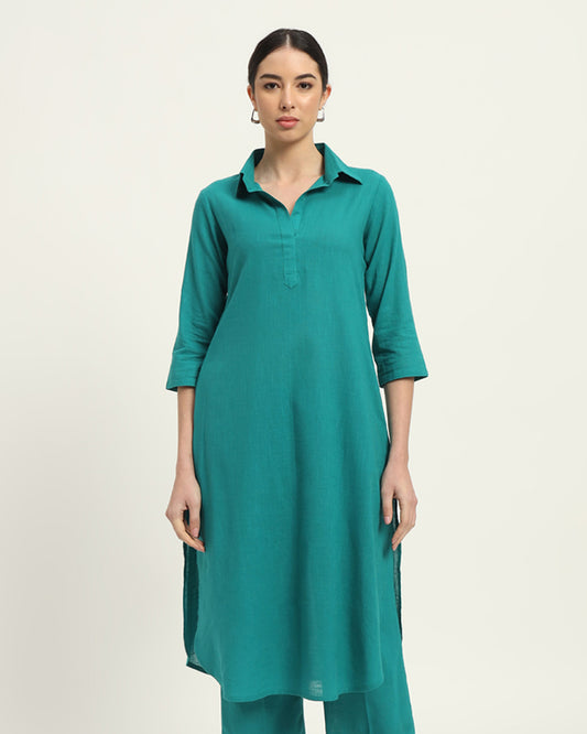 Green Gleam Collar Comfort Solid Kurta (Without Bottoms)