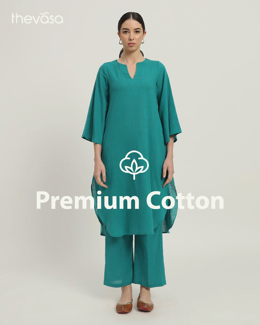 Green Gleam Rounded Reverie Solid Co-ord Set