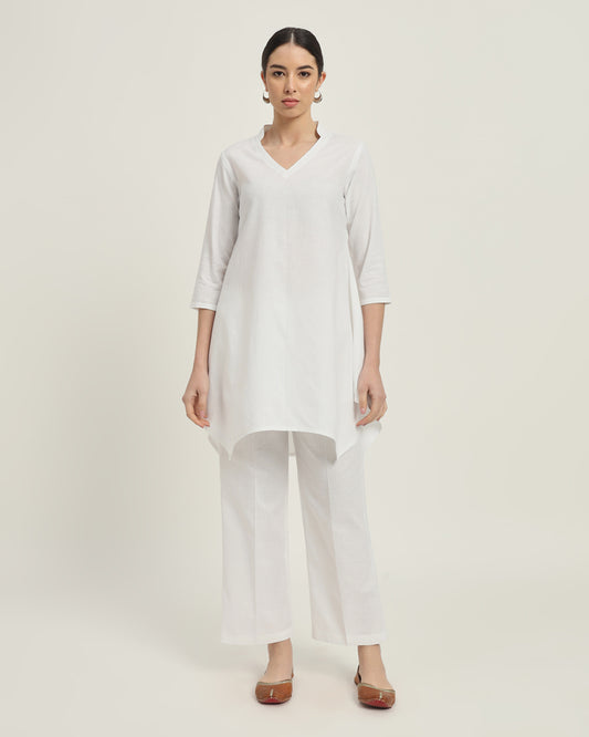 White Linen Fresh Fusion Collar V Co-ord Set