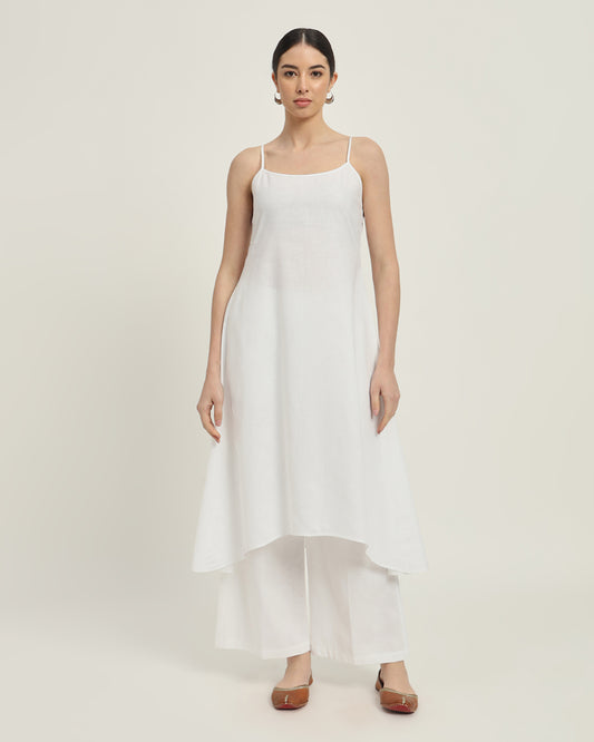 White Linen Spaghetti Strands Co-ord Set