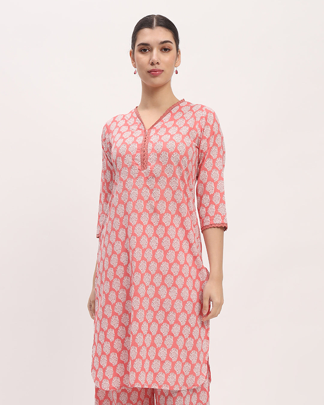 Flora Fables Lace Affair Printed Kurta (Without Bottoms)