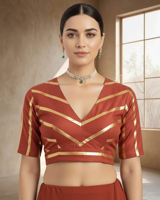 Russet Red  Glisten Gala Deep V Blouse