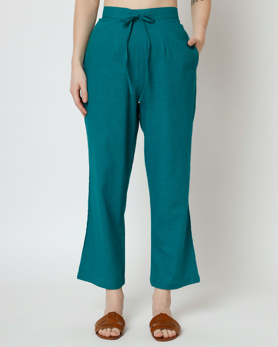Combo: Deep Teal & Forest Green Straight Pants- Set of 2