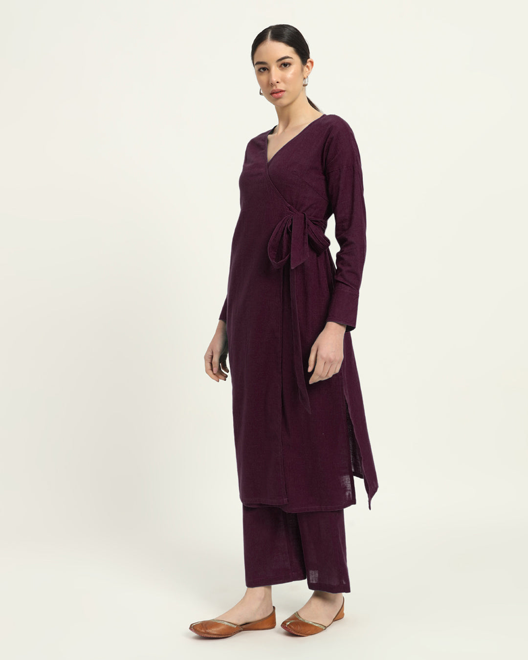 Combo: Plum Passion & Sage Green Boho Harmony Flared Solid Kurta