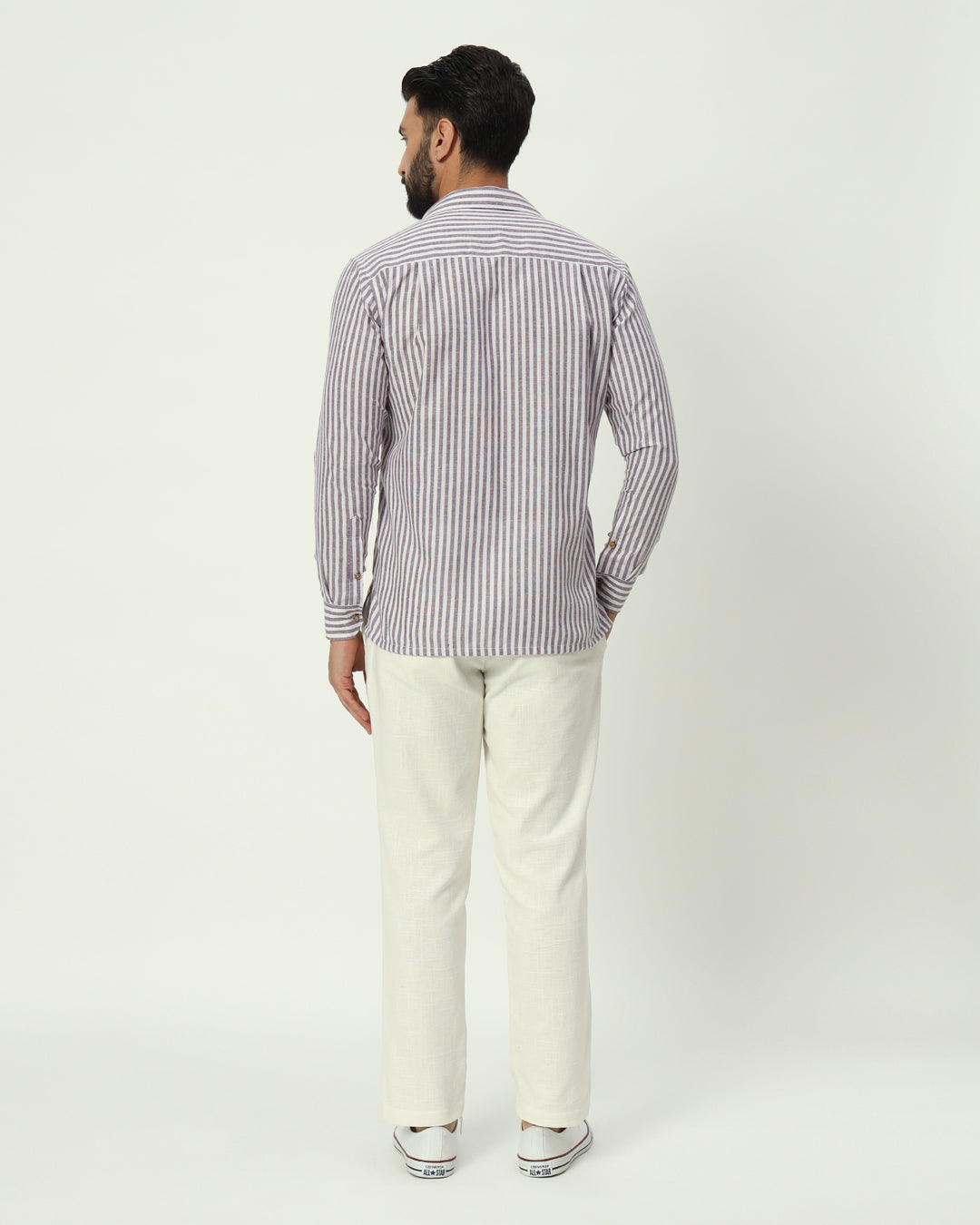 Mauve Mirage Stripes Regular Full Sleeves Men's Shirt