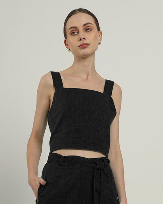 Noir Sleek Square Crop Solid Top (Without Bottoms)