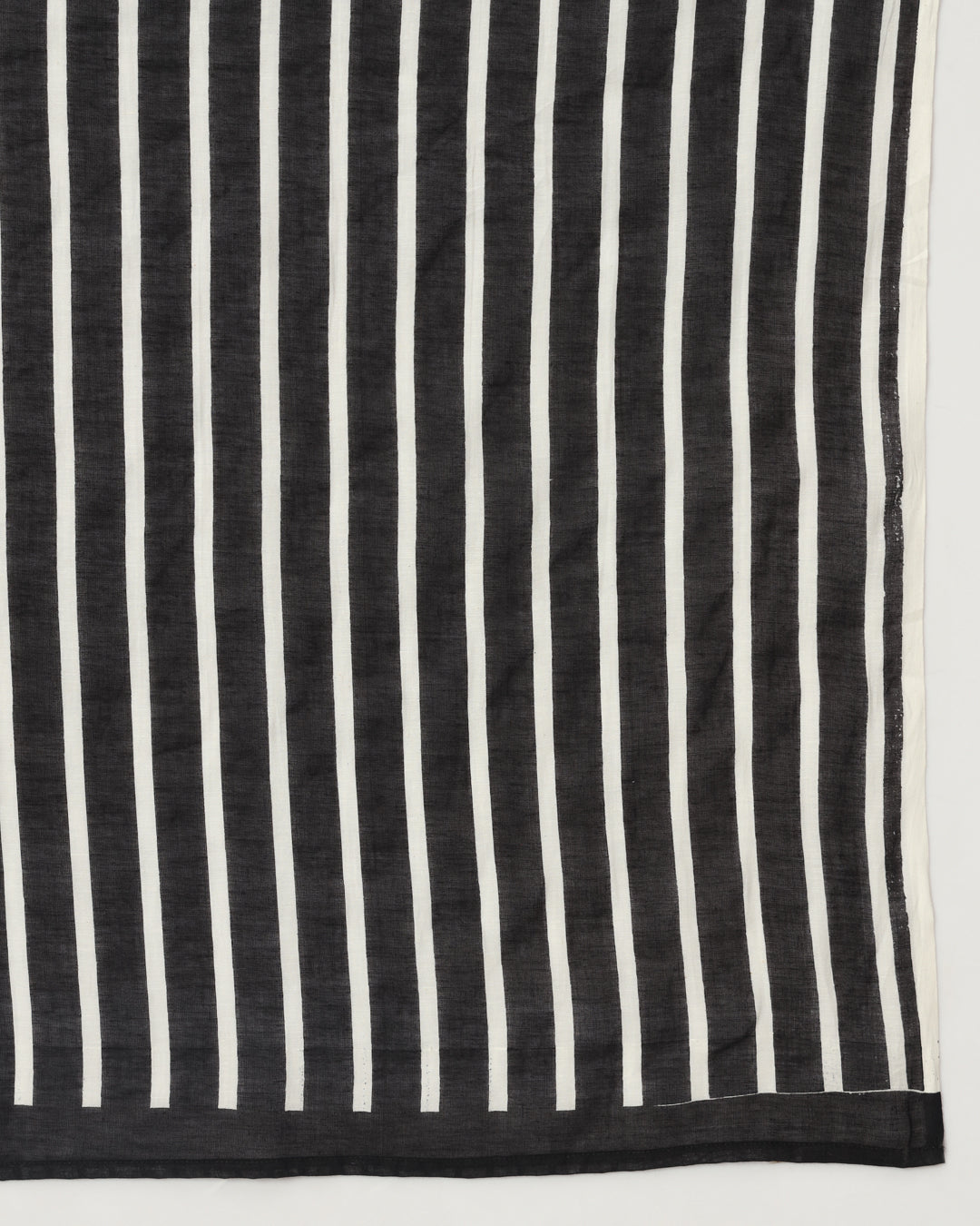 Classic Black Playful Stripe Cotton Mul Saree