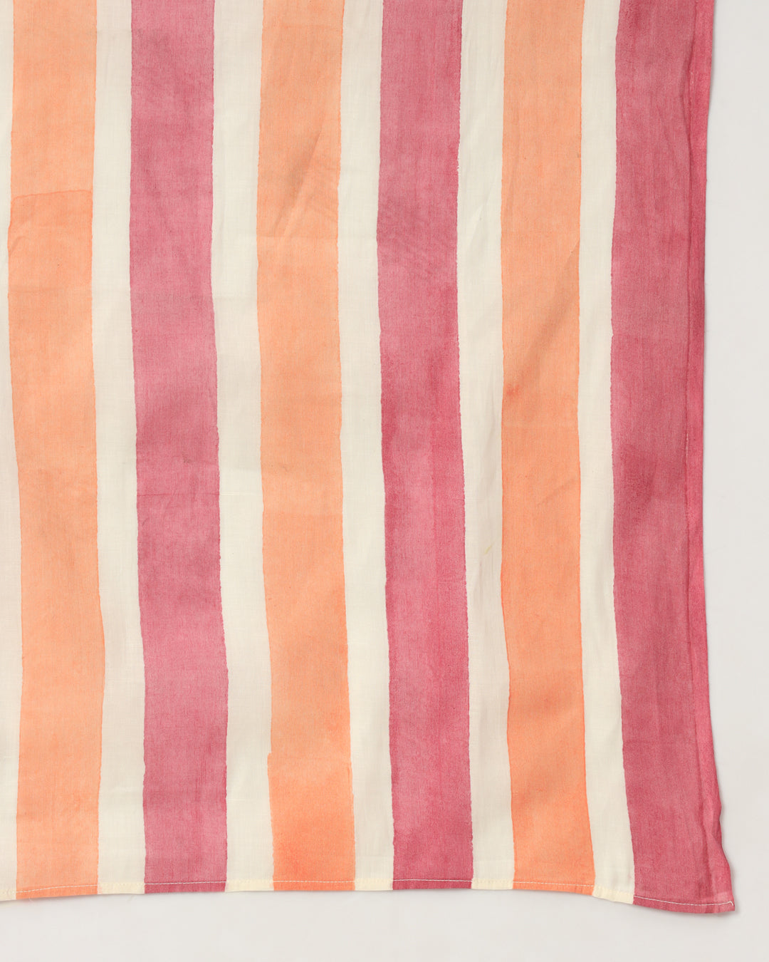Stripes in Celebration - A fiesta of Pink & Orange Cotton Mul Saree