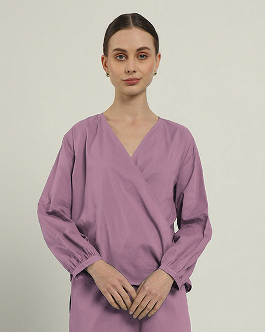 Purple Swirl Flare & Wrap Full Sleeves Top (Without Bottoms)