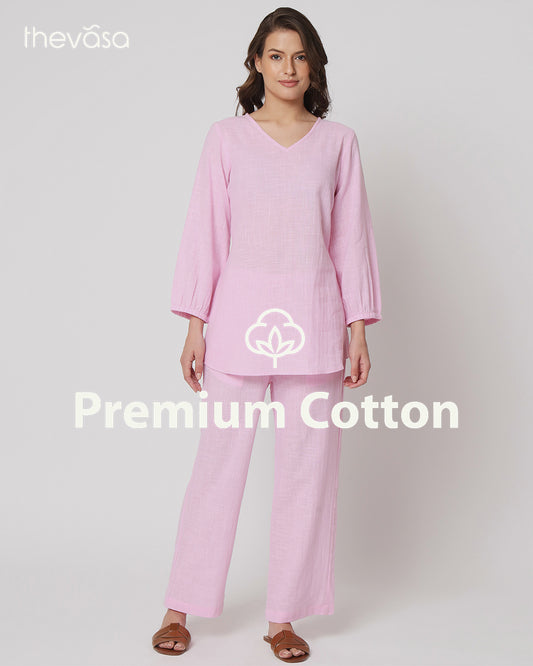 Pink Mist Bishop Sleeves Solid Co-ord Set