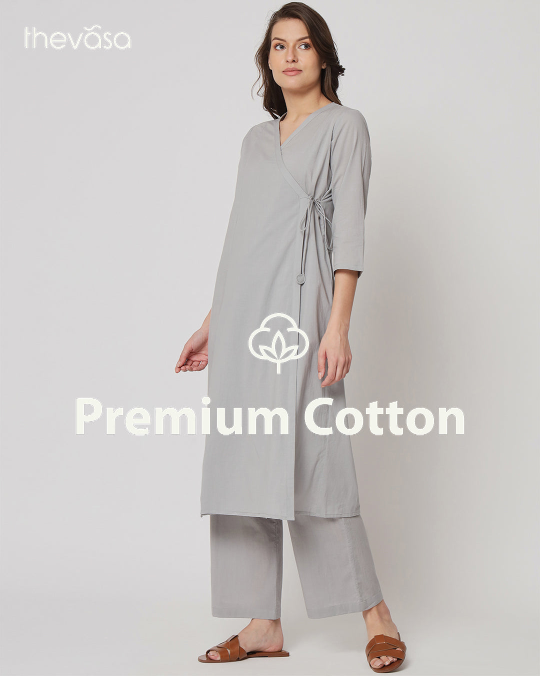 Iced Grey Angrakha Solid Co-ord Set