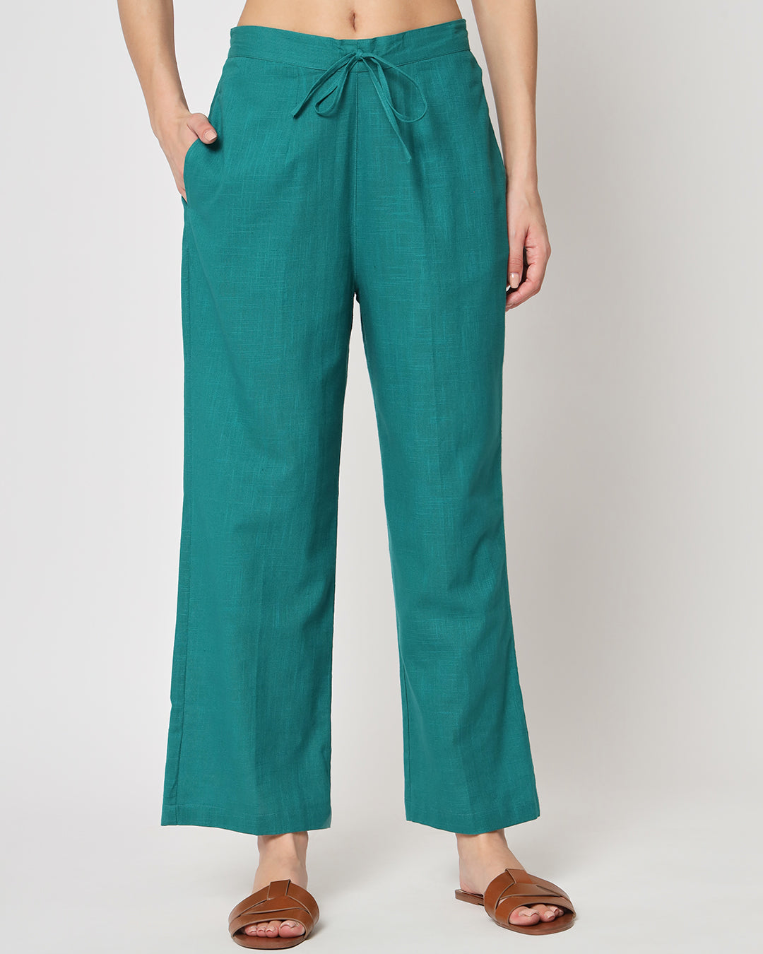 Combo: Greening Spring & Forest Green Straight Pants- Set of 2