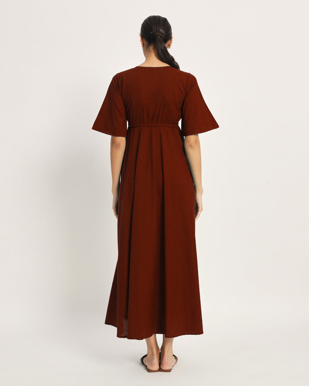 Combo: Black & Russet Red Life Bloom Maternity & Nursing Dress