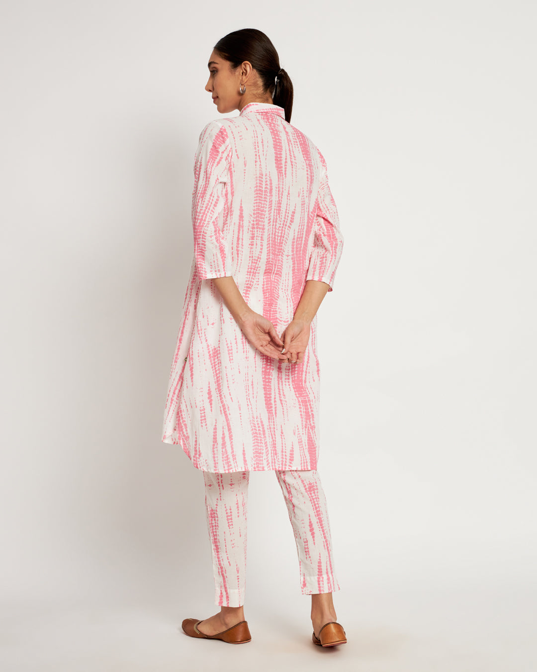 Printed Blush Pink Shibori Bliss Collared Co-ord Set
