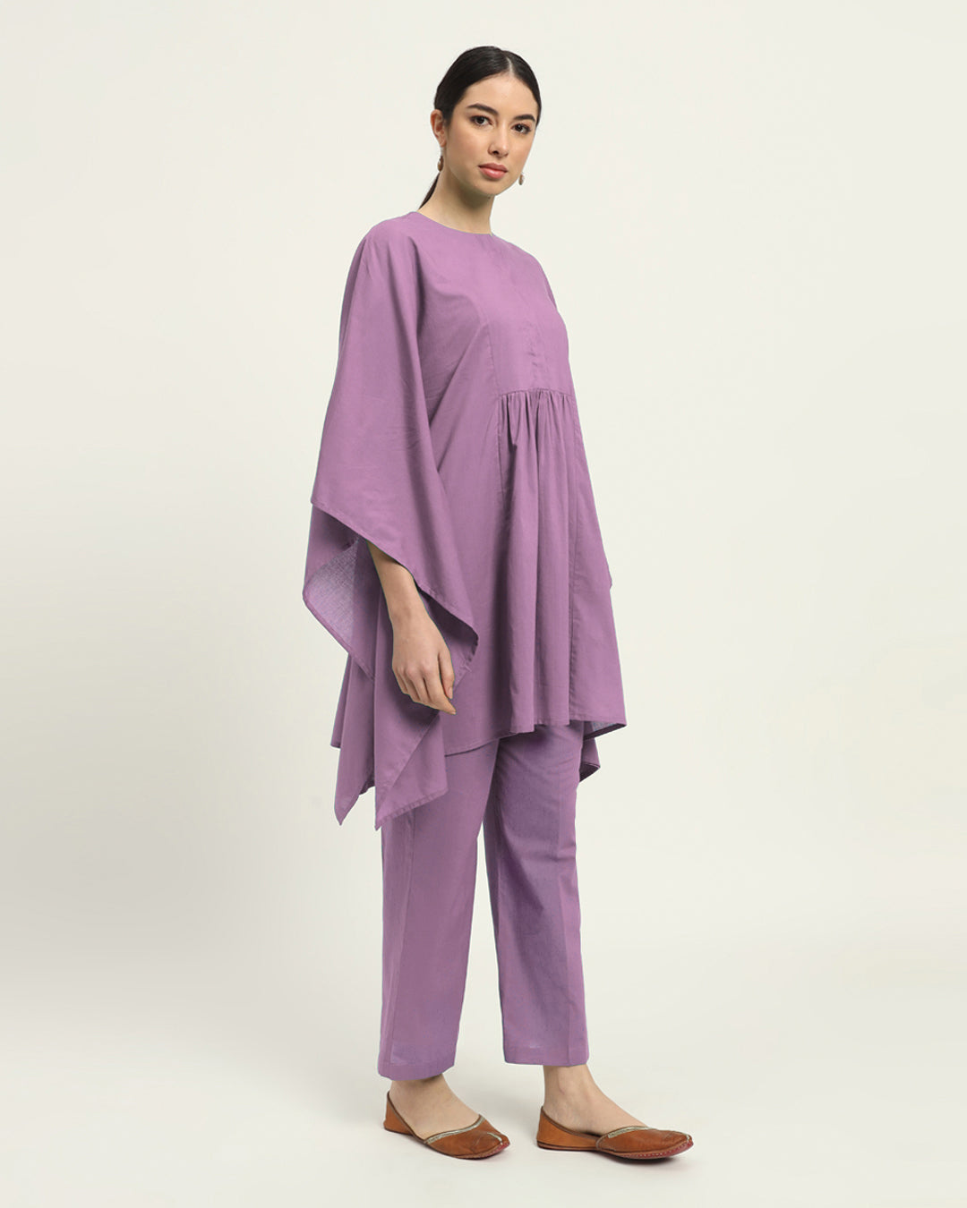 Combo: Iris Pink & Aurora Purple Kaftan Karess Solid Kurta