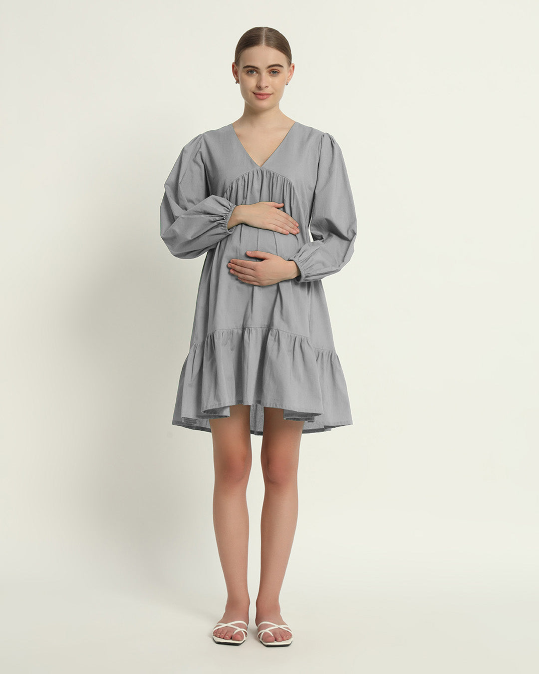 Iced Grey On Baby Time Maternity & Nursing Dress