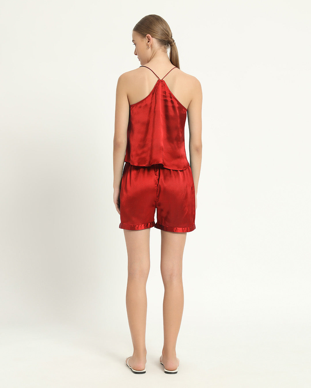 Satin Chic Camisole -Shorts Scarlet Red PJ Set