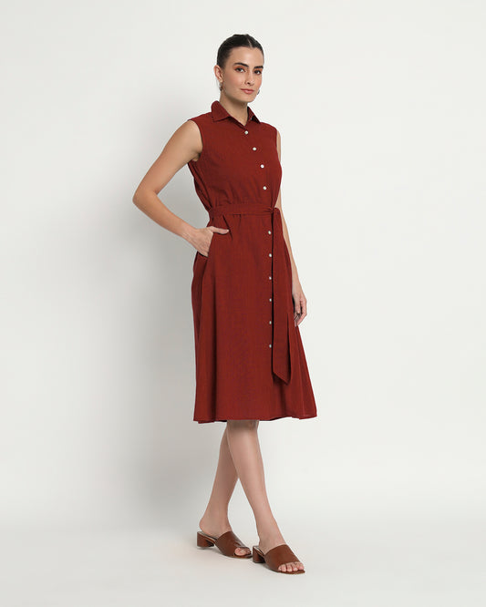 Russet Red Artful A-Line Dress