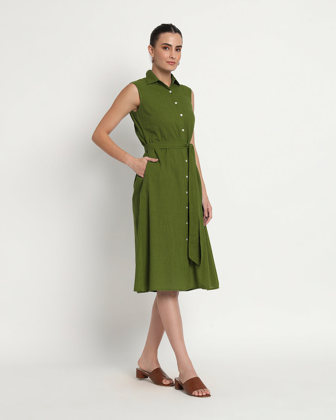 Greening Spring Artful A-Line Dress