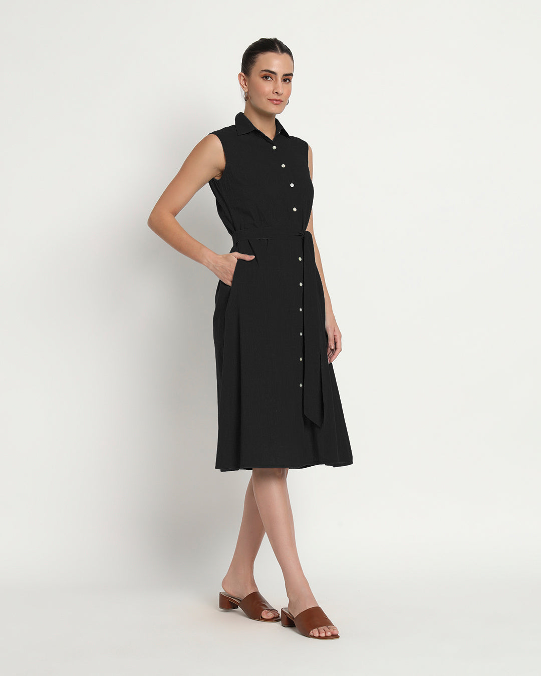 Classic Black Artful A-Line Dress