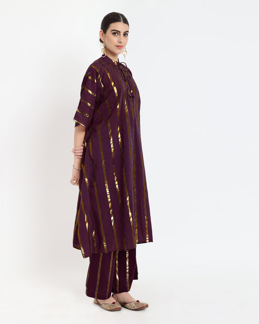 Plum Passion Band Collar Kaftan Glisten Gala Co-ord Set