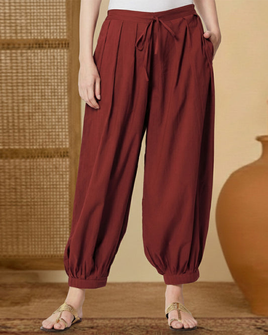 Russet Red Pleated Salwar