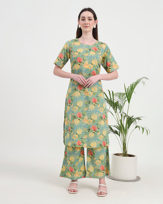 Tranquil Green Round Neck Printed Co-ord Set