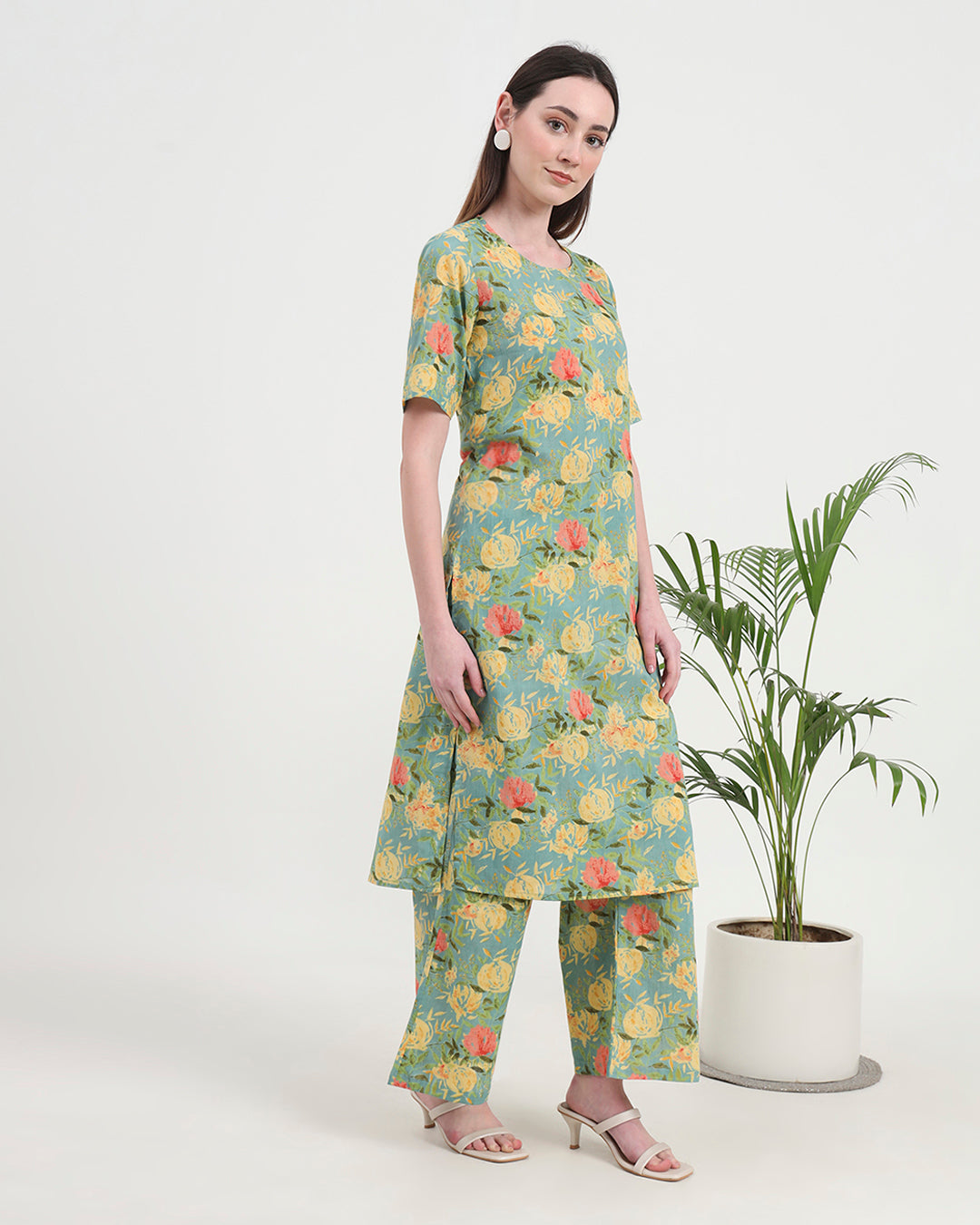 Tranquil Green Round Neck Printed Co-ord Set