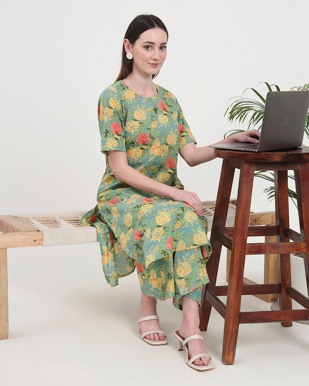 Tranquil Green Round Neck Printed Co-ord Set