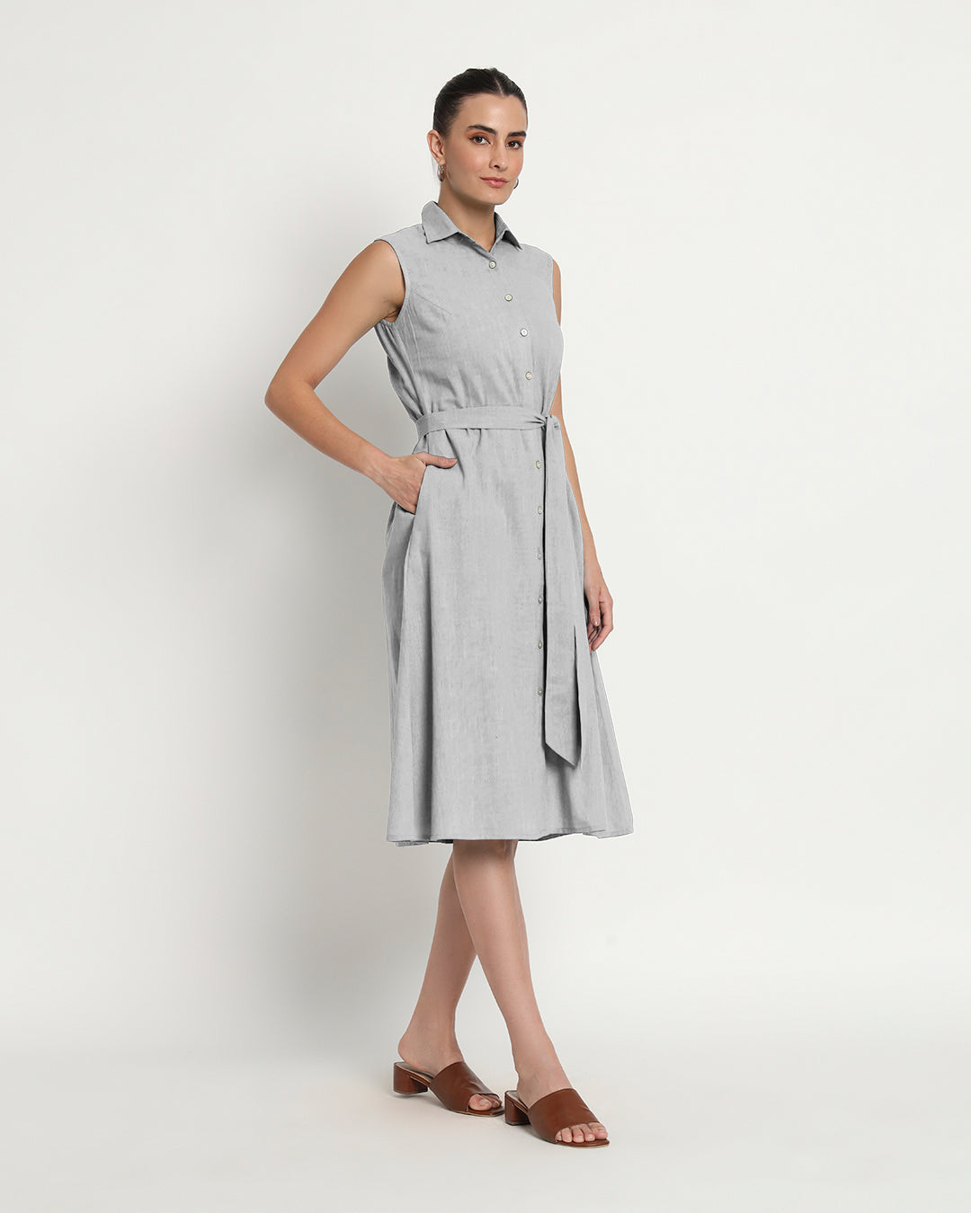 Iced Grey Artful A-Line Dress