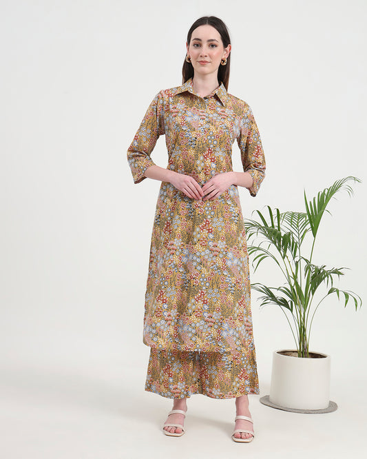 Nutshell Bunch Collar Comfort Printed Co-ord Set