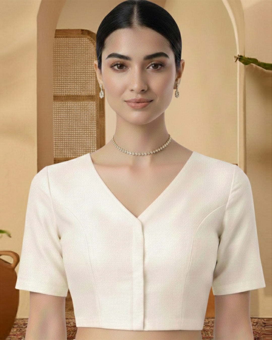 Silk Cream Opulent V Grace Blouse
