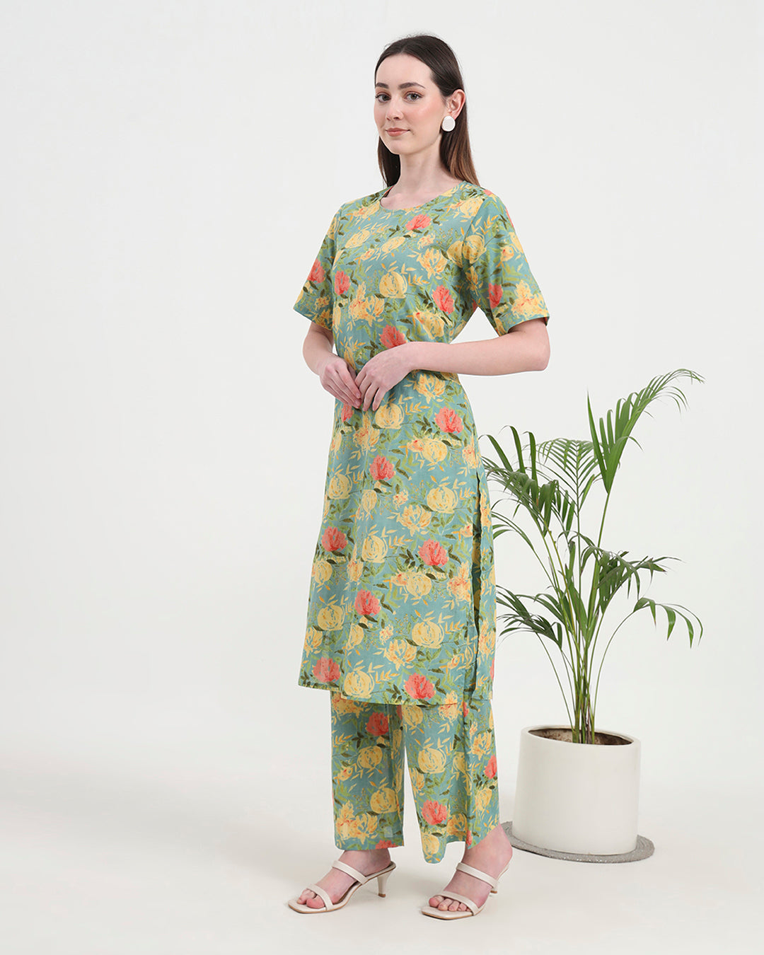 Tranquil Green Round Neck Printed Co-ord Set