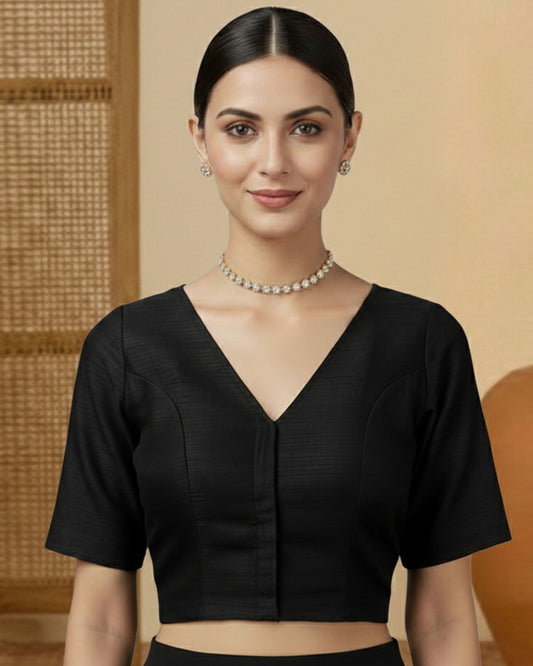 Silk Black Opulent V Grace Blouse