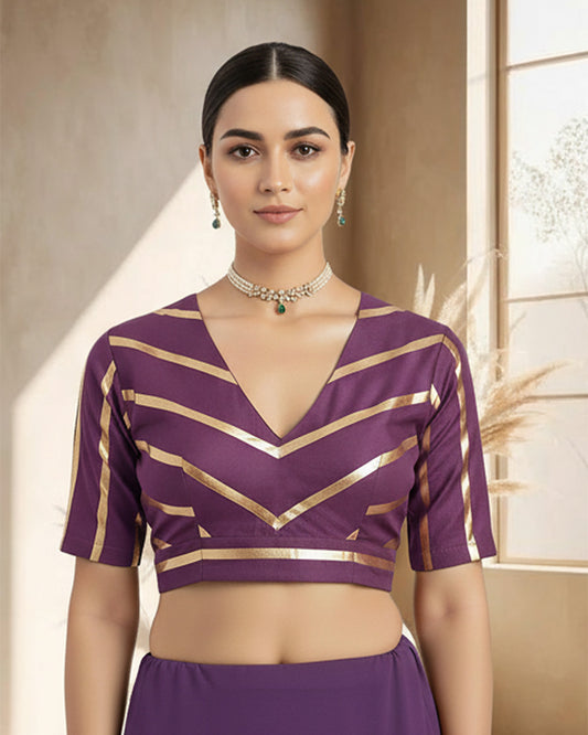 Wine Glisten Gala Deep V Blouse