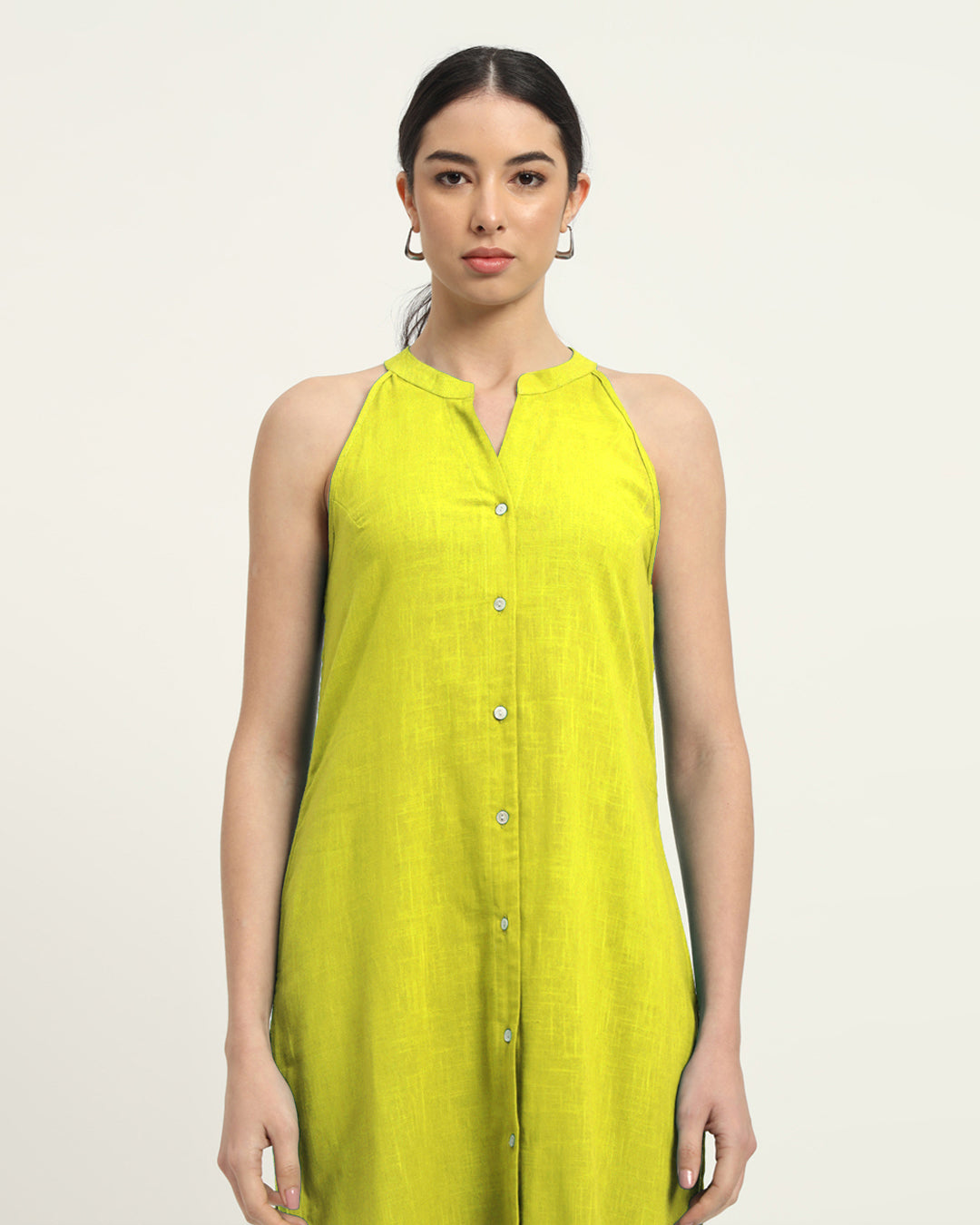 Burst of Lime Mermaid Button Down Solid Kurta (Without Bottoms)
