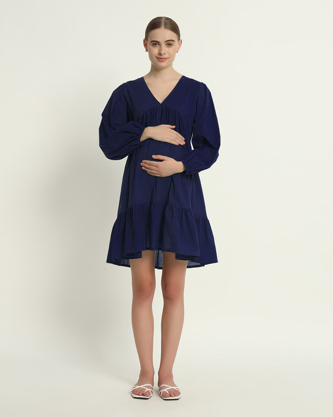 Midnight Blue On Baby Time Maternity & Nursing Dress